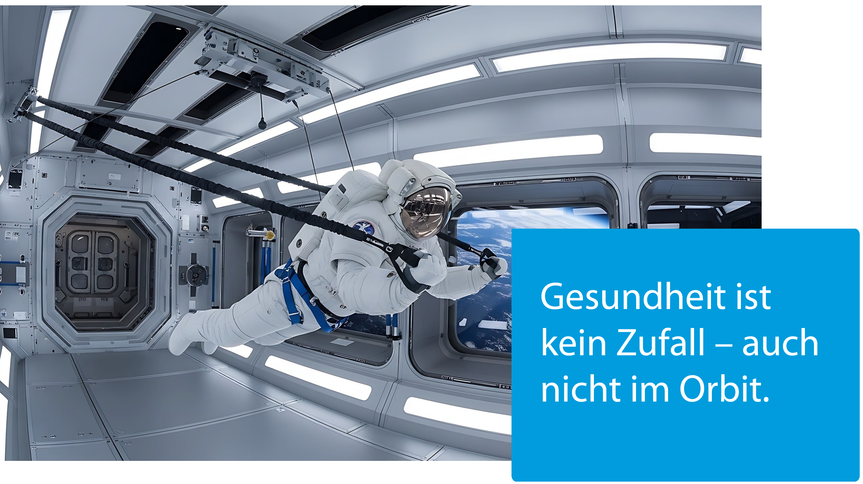 Astronaut macht Sportübungen - Gesundheit ist kein Zufall - auch nicht im Orbit.